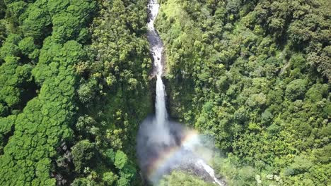 wide aerial shot of waterfalls going backwards