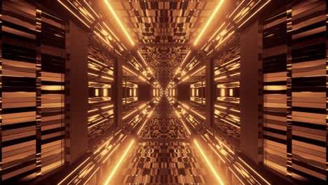 chamber filled with golden light beams, forward motion, octagon shape, 3d