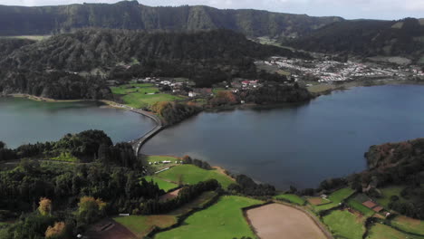 connecting route bridge to sao miguel island portugal aerial