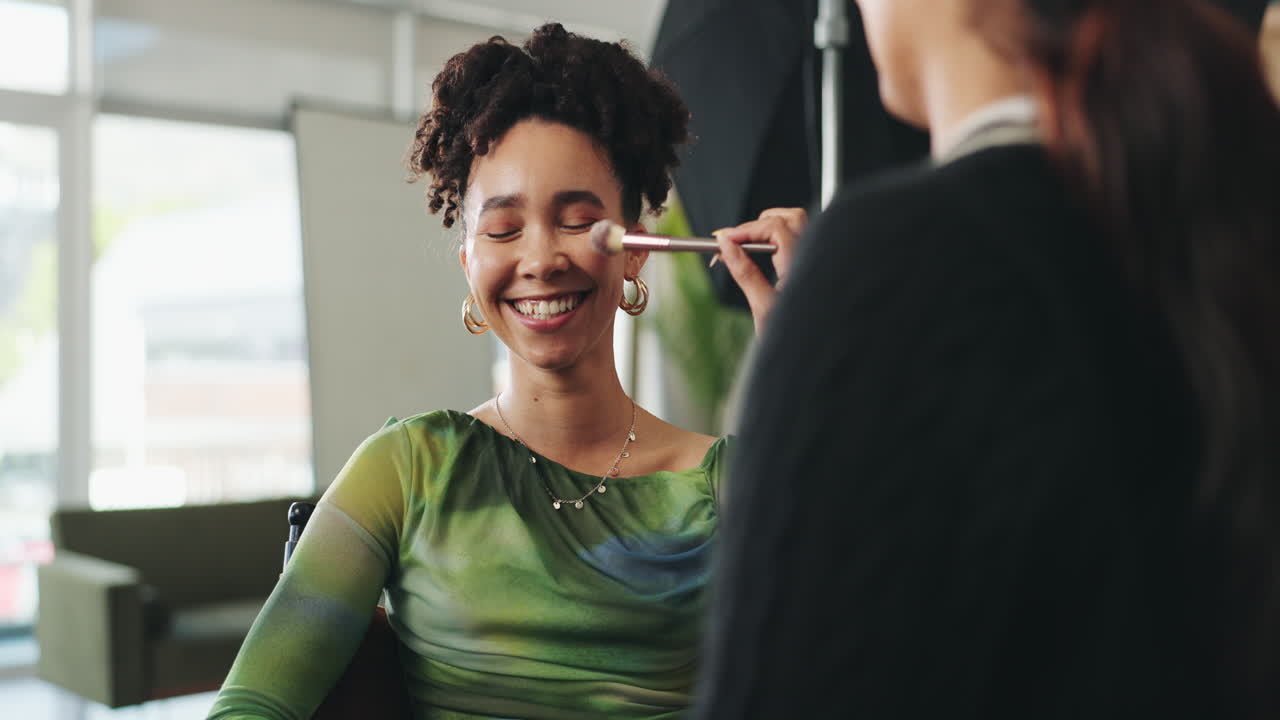 Makeup Artist Applying Makeup to a Model