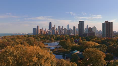 chicago lincoln park zoo bridge aerial autumn