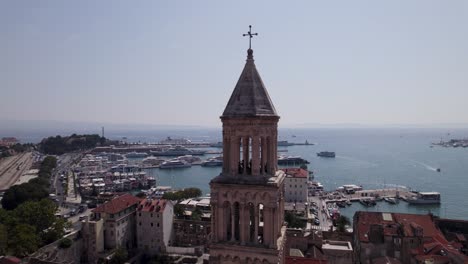 magnificent aerial view of saint domnius bell tower tourist attraction in split