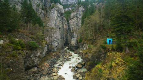 wide angle of mountainside water rapids in grindelwald in 4k