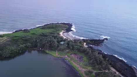 waves at salt pond park in hawaii - aerial drone