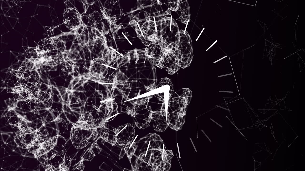 검은색 배경에 연결을 이동 시계의 애니메이션