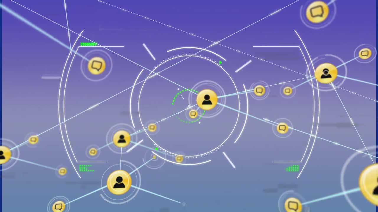 animación de la red de conexiones sobre fondo azul