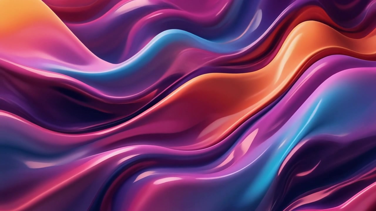 Abstract Liquid Waves with Vibrant Purple and Orange Gradient