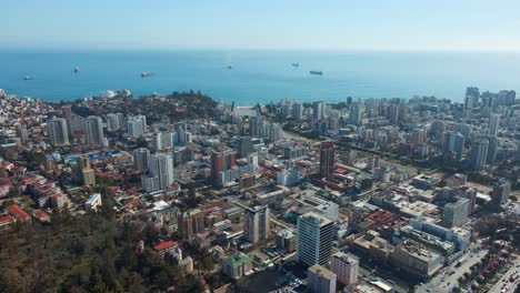 Aerial-View-Of-City-Skyline-On-The-Pacific-Coast