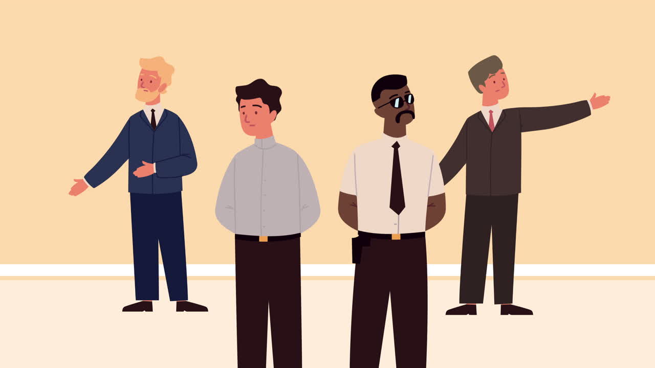 우아한 사업가 팀워크 캐릭터 애니메이션