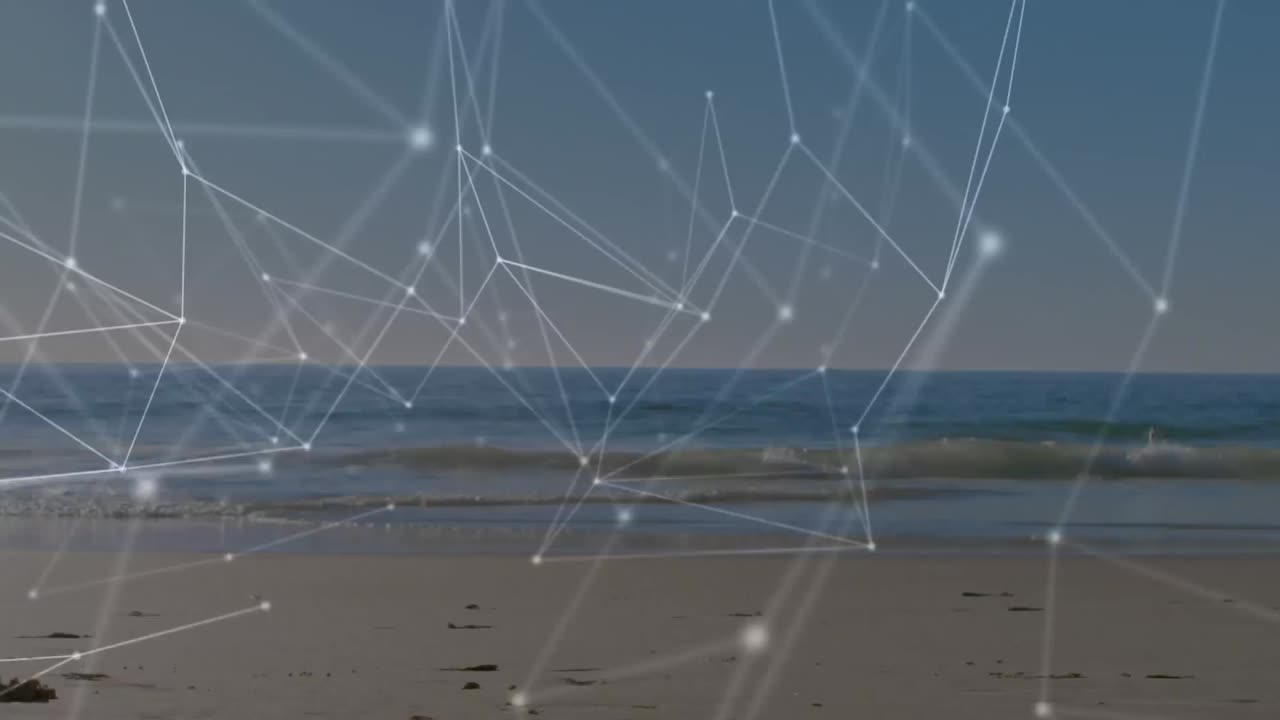 animación de la red de conexiones y procesamiento de datos sobre la mujer corriendo