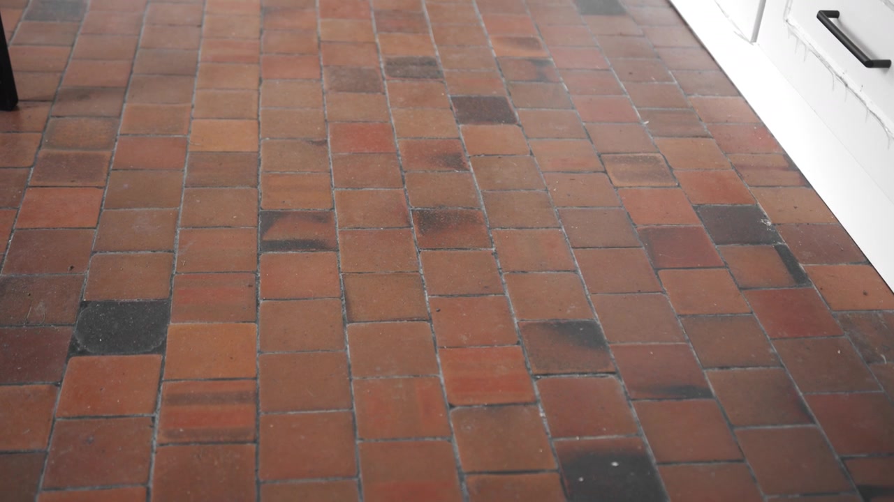 Floor composed by Brown tile earthenware,, motion view