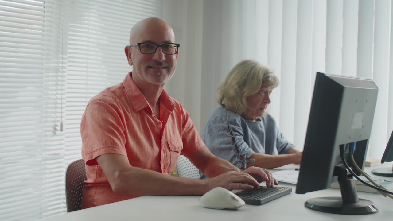 Adult Man Attending Computer Class