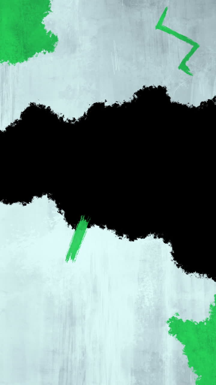 Abstract Animation with Green and Black Brush Strokes on Grunge Texture