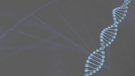 animación de la hélice de adn con brillo de la lente y puntos que forman un patrón abstracto sobre un fondo negro