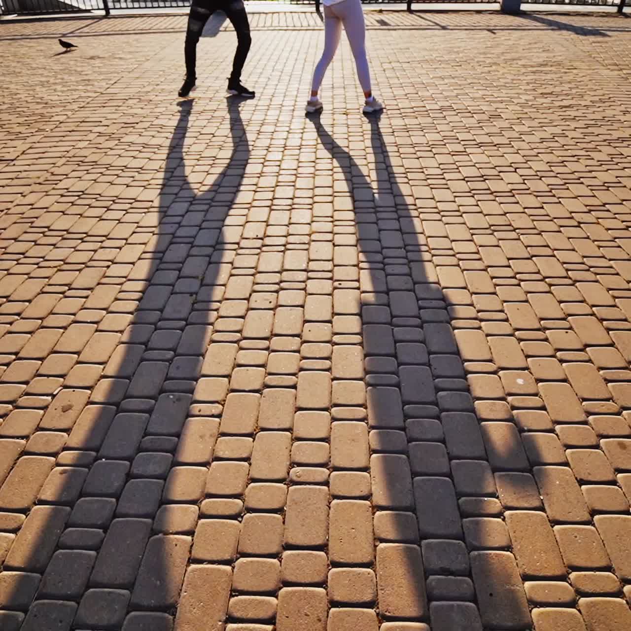 Passionate couple dancing outdoors