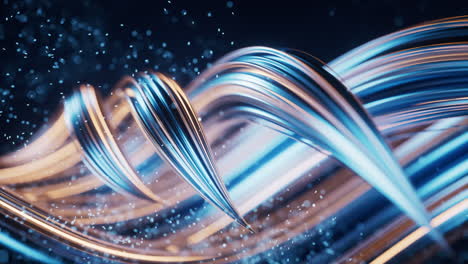 Flowing curve and particles background, 3d rendering.