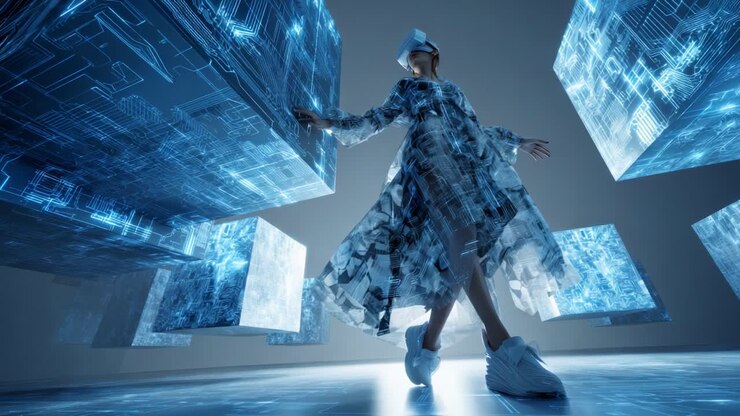 Donna nel metaverso della realtà virtuale