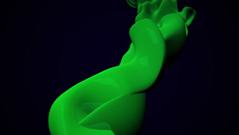 Grüne-Futuristische-Flüssige-Kugel-Im-Dunklen-Raum