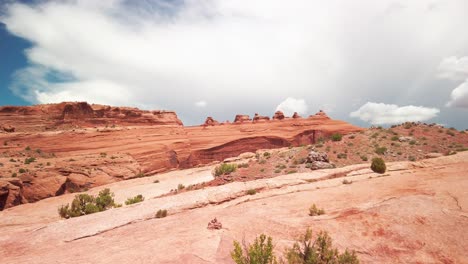 Static-super-wide-shot-of-Delicate-Arch-in-Arches-National-Park,-Utah