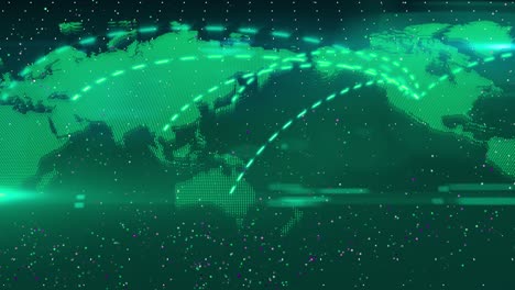 mapa del mundo animación de conexión a la red digital