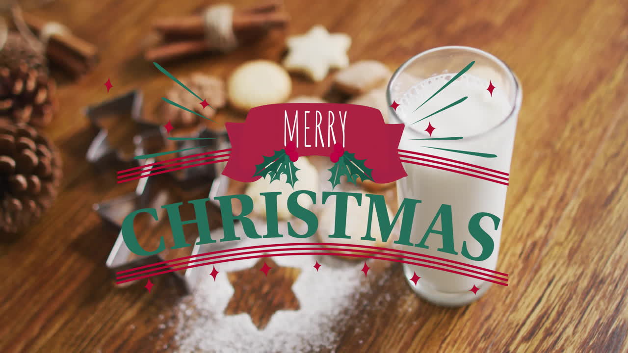 크리스마스 장식 위에 메리 크리스마스 텍스트의 애니메이션