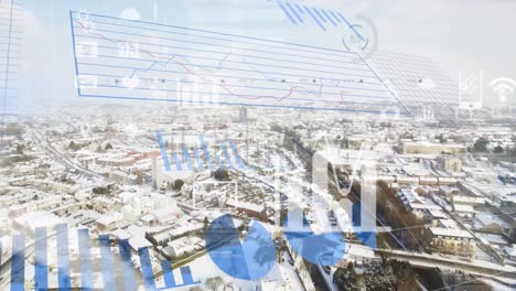 Animación-Del-Procesamiento-De-Datos-Estadísticos-Frente-A-La-Vista-Aérea-Del-Paisaje-Urbano-En-Invierno