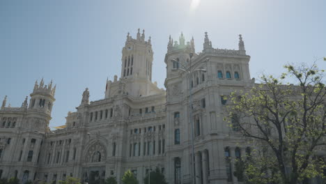 majestic palace of communication in madrid city on sunny warm day