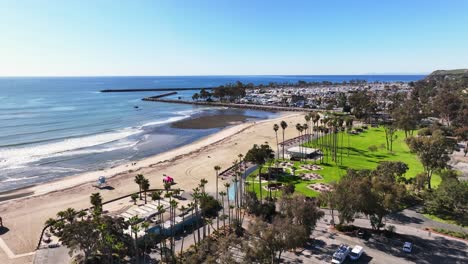 doheny state beach with park near the dana point marina in california, usa