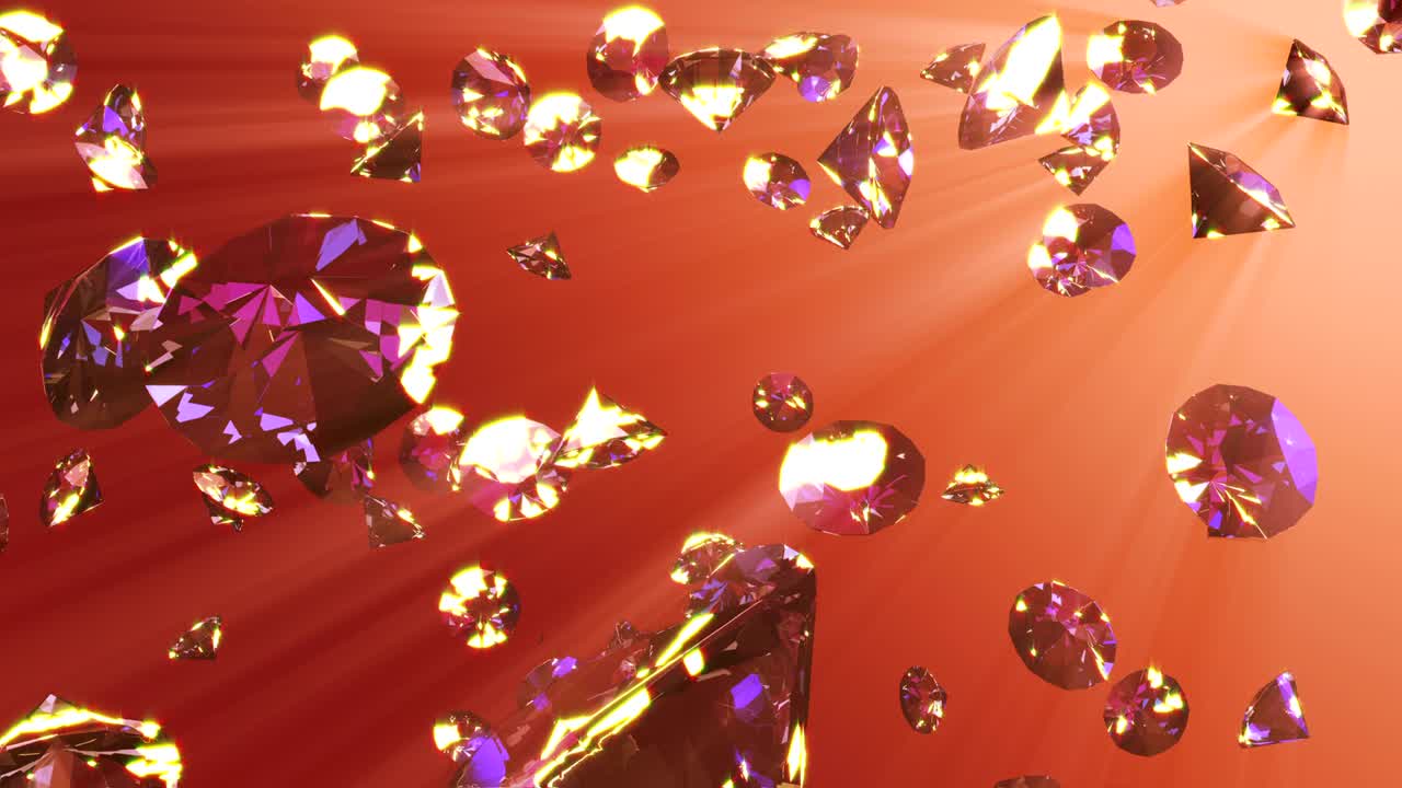 Abstract 3d rendering with diamonds, animated background with moving geometric shapes. Seamless 4k video.