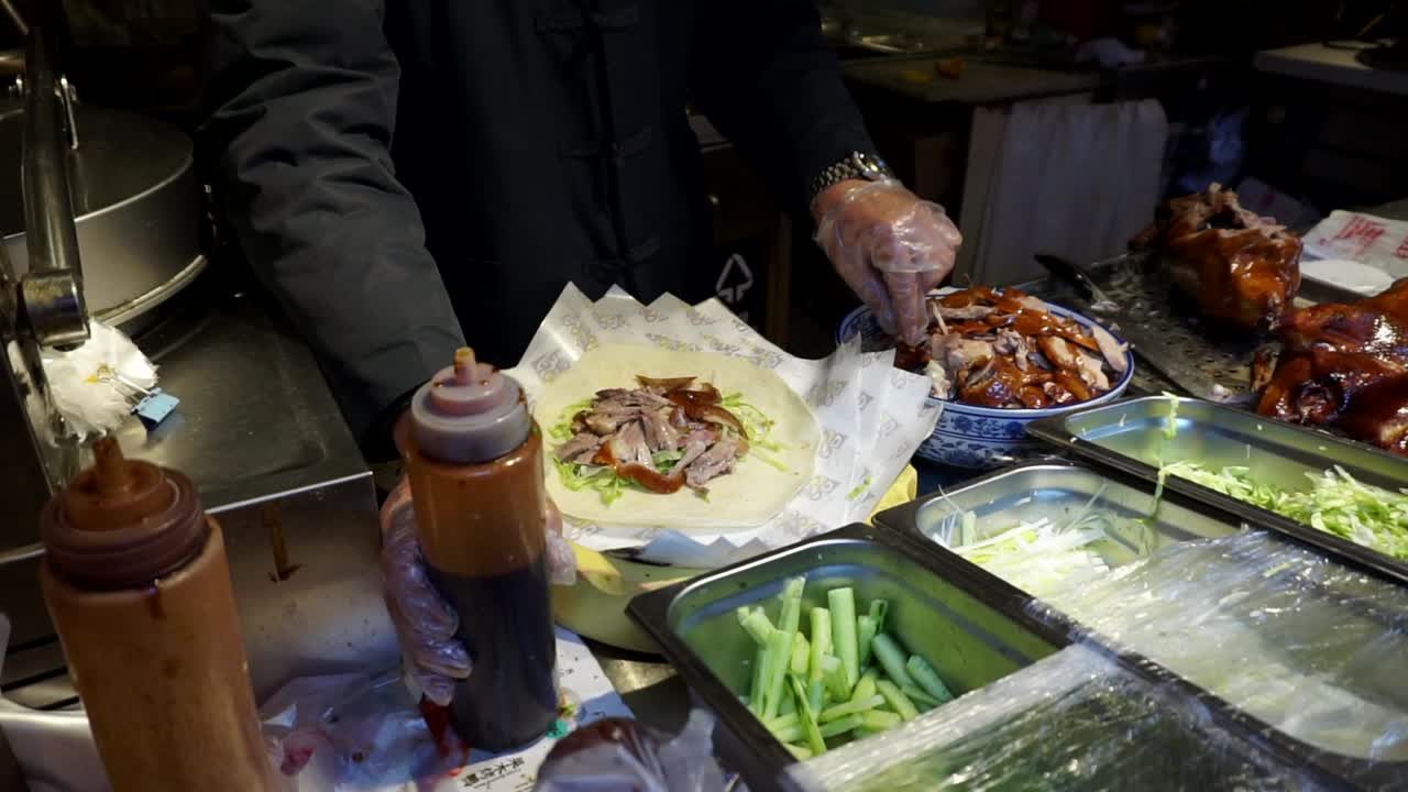 Beijing Street Food preparation of Peking Duck precovid
