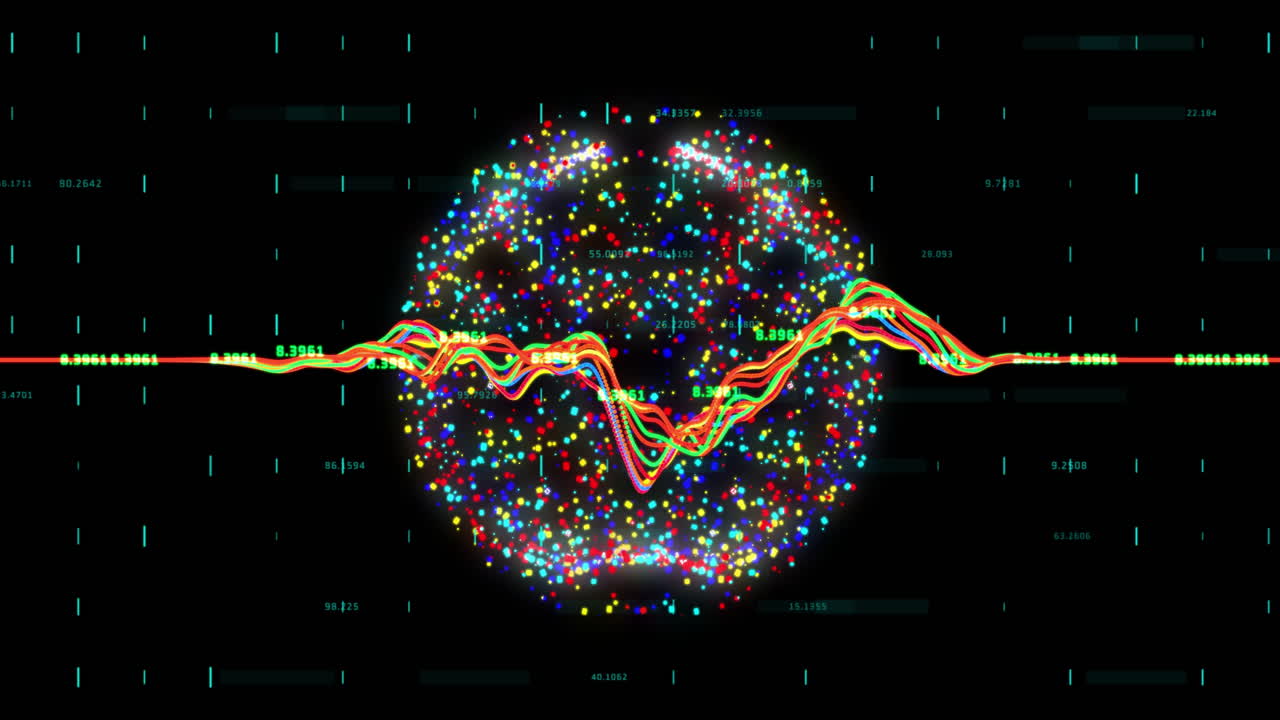 animación del procesamiento de datos digitales en el globo de conexiones