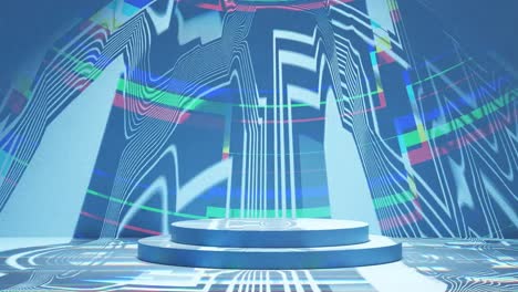 exhibición holográfica futurista en un entorno de alta tecnología azul
