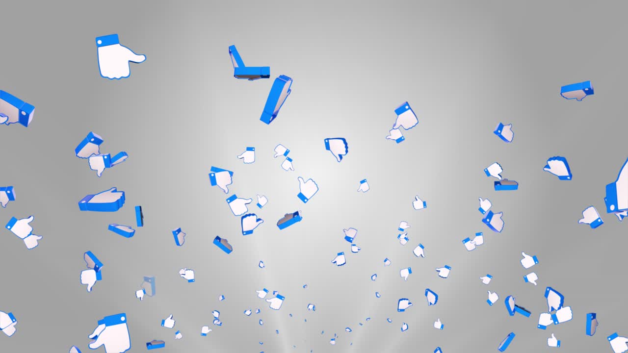 Falling like emoji social network rendering with channel gesture thumb up appears remote assistance