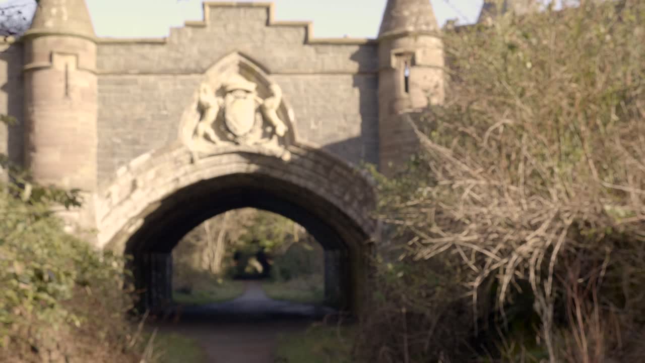 Healthy Green Forest Surrounded The Stone Bridge Under The Sunny Weather In Northern Ireland. -wide shot
