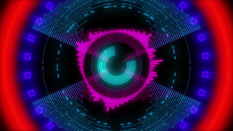 animación de círculos y formas coloridas sobre fondo negro