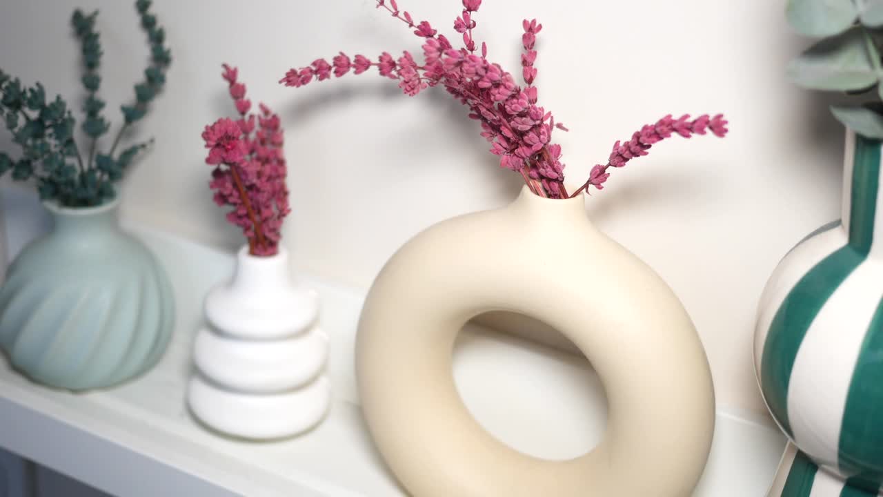 Stylish Vase Arrangement on Shelf