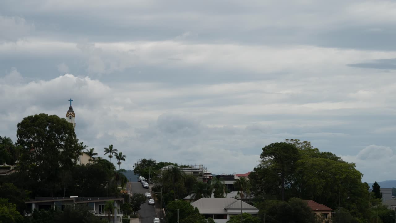 Time-lapse of clouds behind a church