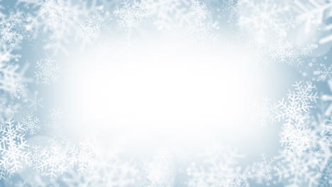 beautiful falling snowflakes wallpaper. winter dust ice particles. snowfall weather white teal blue background. looped motion graphics.