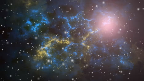 animación de estrellas en movimiento y brillantes en el espacio con nebulosas coloridas
