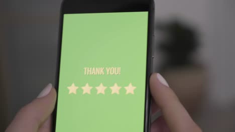 Close-up-of-rating-five-stars-on-green-screen