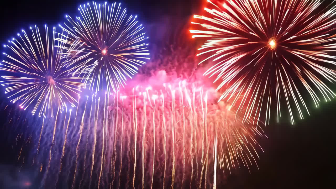 Vibrant Fireworks Display at Night