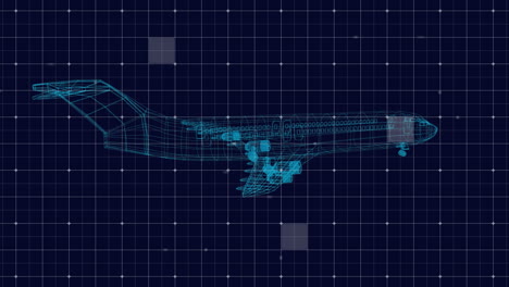 animación de un dibujo técnico 3d de un modelo de avión