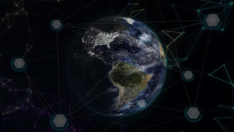 animación de la red de conexiones en todo el mundo sobre un fondo negro