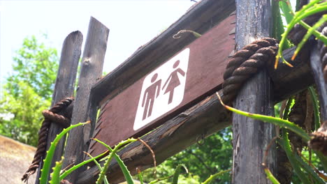 male and female restroom signage, close shot panning left to right