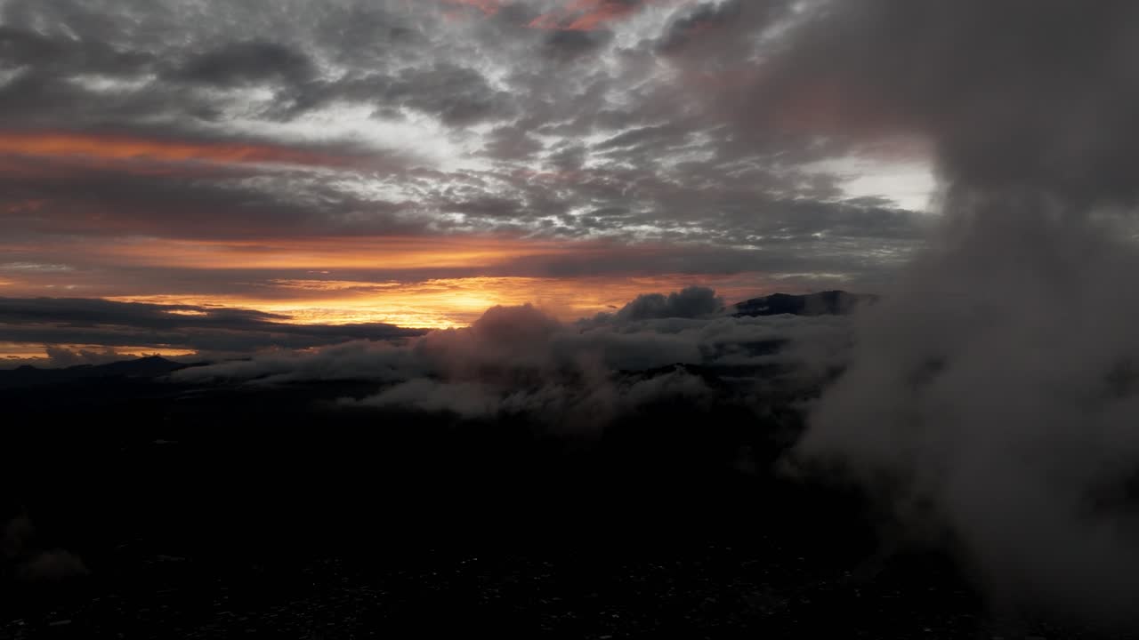 SLOW DRONE SHOT OF ASUNSET IN URUAPAN MICHOACAN