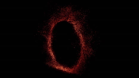 animation of a strange dimensional portal, circle of orange sparks from side