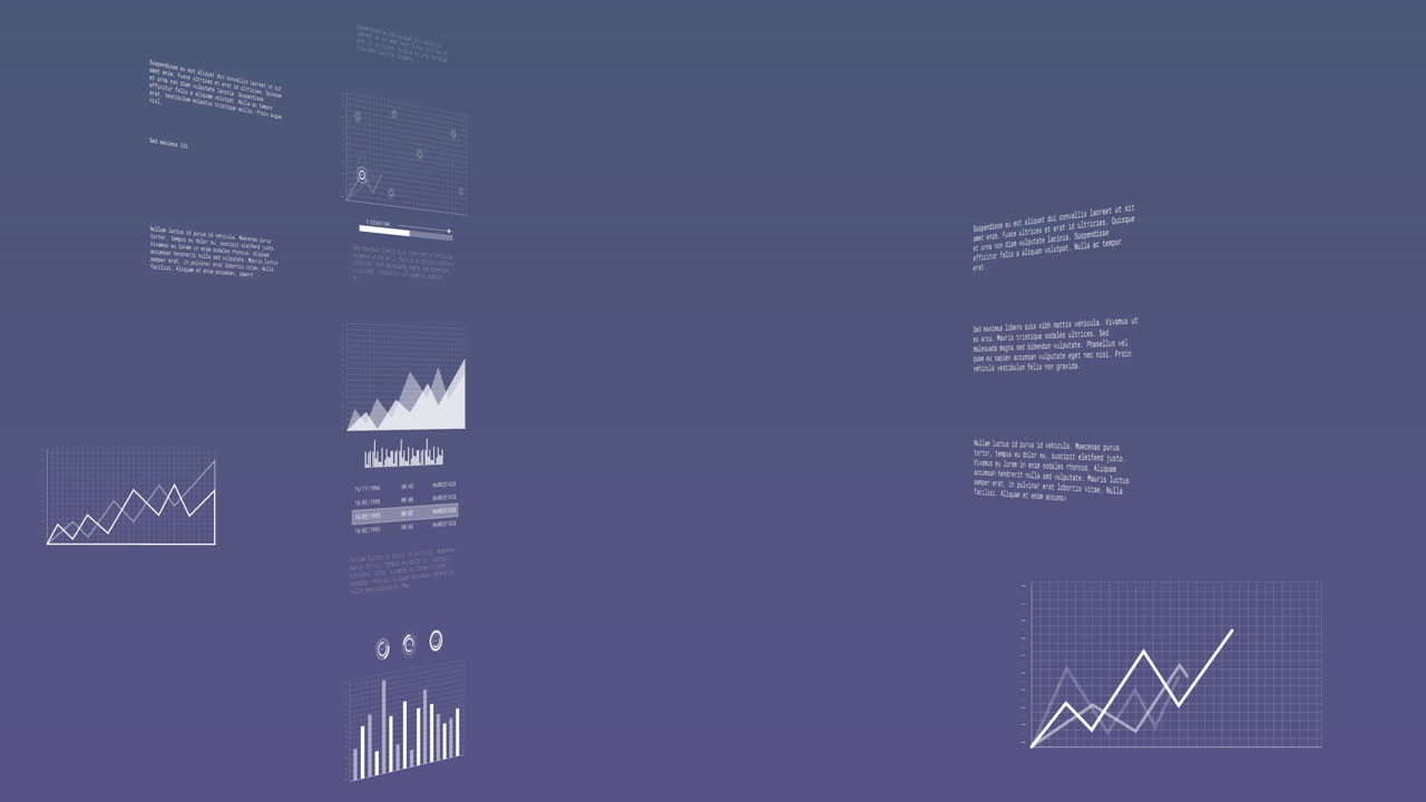 Animation of financial data processing with statistics