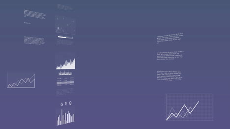 animación del procesamiento de datos financieros con estadísticas