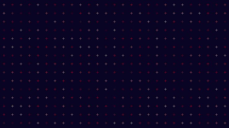 de petites croix au néon futuriste numérique sur un dégradé noir