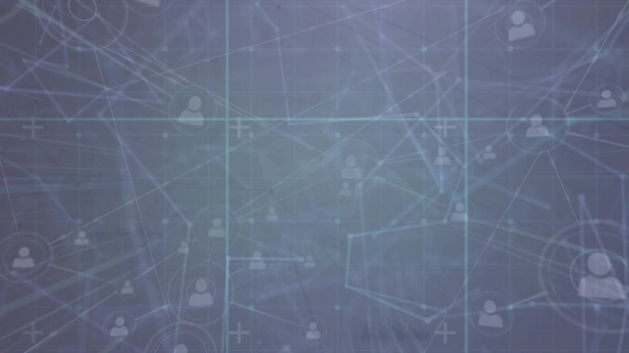 Digital Network Connection with User Icons and Data Lines